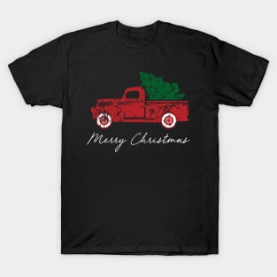 Merry Christmas Retro Vintage Red Truck T-Shirt